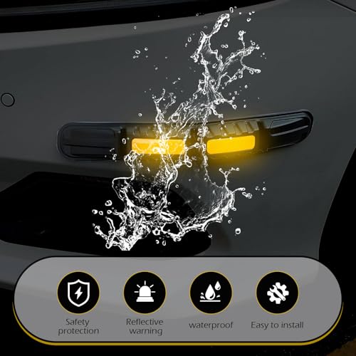 2 PCS Car Bumper Guard Strip, Anti-Collision Foldable Bumper Protector Trim with Strong Reflective Patch, 9.6" x 0.45" Car Door Edge Guards, Universal Car Night Safe Drive Accessories (Yellow)
