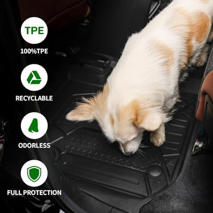 Double Layer Floor Mat Custom Fit Tacoma 2024 2025 2026, All Weather TPE Floor Mats with Carpets for Toyota Tacoma Front Row, 2-pc Cargo Liner(Black) - color: Front Row Mats & Carpets(Black)