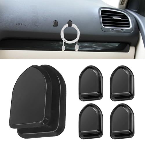 5PCS Car Dashboard Mini Hooks, Car Key Holder, Multifunctional Auto Dashboard Hook, Universal Interior Auto Accessories Self Adhesive Backseat Hanger for Key, Mask, Charging Cable - color: Black
