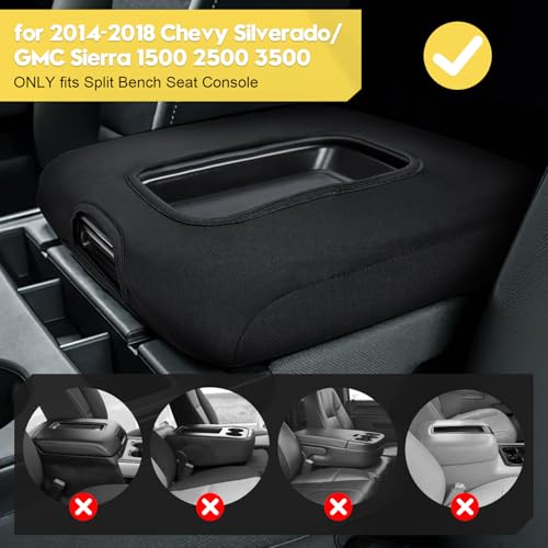 FIILINES Center Console Cover for 2014-2018 Chevy Silverado/GMC Sierra 1500 2500 3500(fit Split Bench Seat Console ONLY), Armrest Cover Pad Cushion Protector Accessories Armrest Cover Anti-Scratch - size: For Chevy Silverado/GMC Sierra 2014-2018