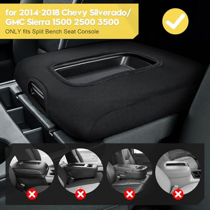 FIILINES Center Console Cover for 2014-2018 Chevy Silverado/GMC Sierra 1500 2500 3500(fit Split Bench Seat Console ONLY), Armrest Cover Pad Cushion Protector Accessories Armrest Cover Anti-Scratch - size: For Chevy Silverado/GMC Sierra 2014-2018
