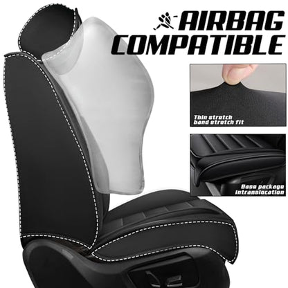 Car Seat Covers for Kia K5 2021-2026, Premium Nappa Leather, Waterproof, Anti-Slip, Full Coverage, Airbag Compatible, Breathable, All-Weather, Easy Install (5 Seats, Classic Black) - color: 5 Seats - Classic Black, size: Kia K5 2021-2026