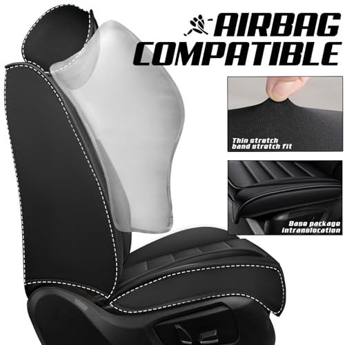 Car Seat Covers for Kia K5 2021-2026, Premium Nappa Leather, Waterproof, Anti-Slip, Full Coverage, Airbag Compatible, Breathable, All-Weather, Easy Install (2 Seats, Classic Black) - color: 2 Seats - Classic Black, size: Kia K5 2021-2026