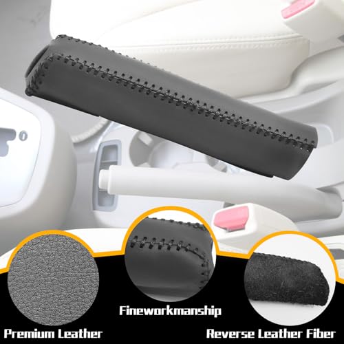 Genuine Leather Handbrake Protector Cover Compatible with Hyundai Tucson 2005-2009 Anti-Slip Hand Brake Parking Lever Sleeve Black