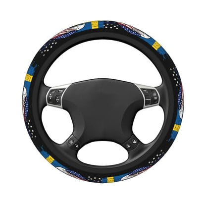 Sweden Swede Swedish Flag America Eagle Breathable Neoprene Steering Wheel Cover - Anti-Slip Floral Design Universal Fit for Cars/Trucks/Suvs (14.5"-15" Inch) - color: Sweden Swede Swedish Flag America Eagle