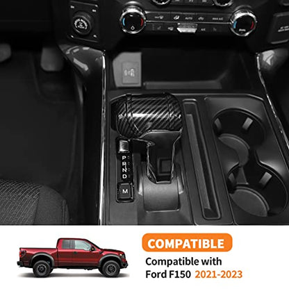 Carbon Fiber Gear Shift Knob Cover Stick Shifter Cap Cover Compatible with Ford F150 2021-2026+ - color: Carbon Fiber