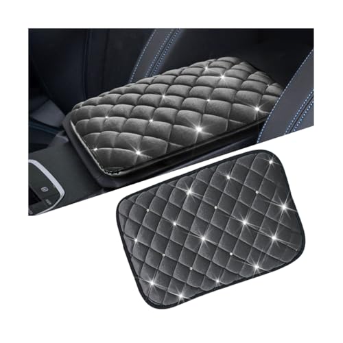 Mandark Bling Car Center Console Cover, Crystal Rhinestone Fluffy Automotive Armrest Seat Box Cushion Pad, Soft Comfortable Diamond Arm Rest Protection Mat, Universal Vehicle Accessories (Gray) - color: Gray, size: Style A