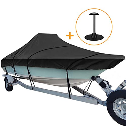 iCOVER Center Console Boat Cover, 600D Heavy Duty Marine Grade Waterproof Tear Resistant Boat Covers, Fits Boats 20'-22' Long Beam Width up to 106", Trailerable Boat Cover with Support Pole, Black - color: Black, size: 20ft-22ft long and beam width up to