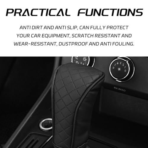 Leather Car Gear Shift Knob Cover, Exquisite Embroidery Design, Durable Anti-Slip Shifter Lever Protector, Universal Shift Knob Decoration Accessories for Most Car, SUV, Truck (Black - color: Black
