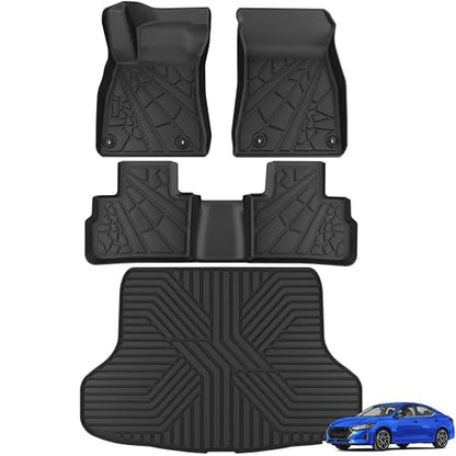 KARPAL Floor Mats for Nissan Sentra 2020-2025 (Not fit 2026),TPE Rubber All Weather Protection Floor Liners Sentra Accessories Car Mats, Front & 2nd Row & Backreset Mat & Cargo Mat - style: 2020-2025 | For Nissan Sentra | Combo Set