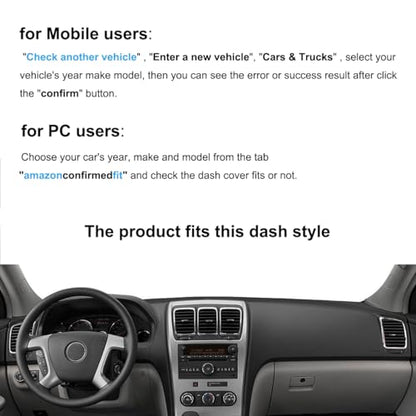 Dash Cover Mat Custom Fit for GMC Acadia Without Headup Display Dashboard Pad Cap Carpet Protector K296 (Black)