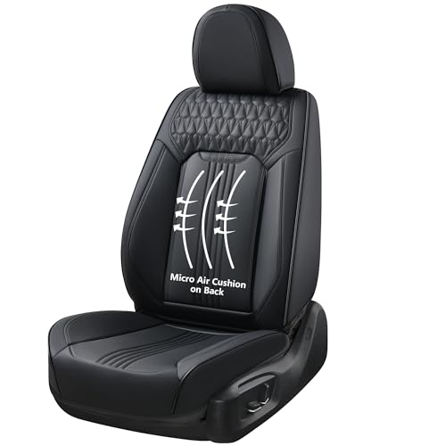 Coverado Seat Covers, Car Seat Covers Front Seats, Black Seat Cover, Waterproof Car Seat Cushion, Front Car Seat Covers Leatherette Car Seat Protector Universal Fit Most Cars - color: Air Backrest-Black, size: Front