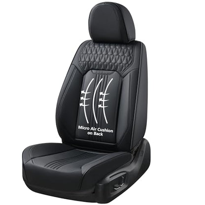 Coverado Seat Covers, Car Seat Covers Front Seats, Black Seat Cover, Waterproof Car Seat Cushion, Front Car Seat Covers Leatherette Car Seat Protector Universal Fit Most Cars - color: Air Backrest-Black, size: Front