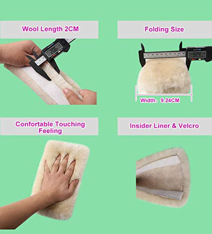 2 Pack Automotive Authentic Sheepskin Car Seat Belt Pads, Soft Shoulder Pad, Neck Cushion Protector, Genuine Natural Merino Wool (Pearl) - color: Pearl, size: Shearling Wool