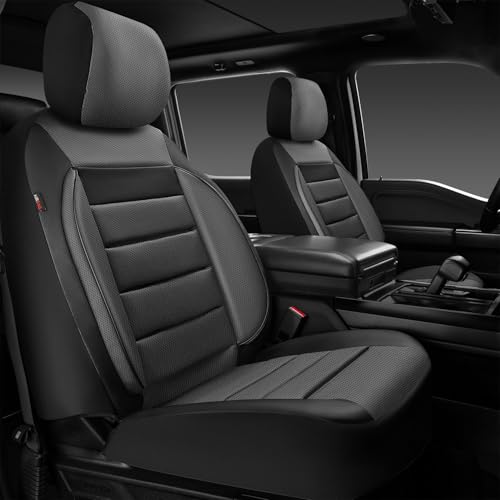 CAR PASS Car Seat Covers Front Seats Only, Universal Fit Automotive Interior Waterproof 3D Foam Back Support Car Seat Covers for Trucks Vans and SUVs Airbag compatible 2 Pieces black gray grey - color: Gray Two Front