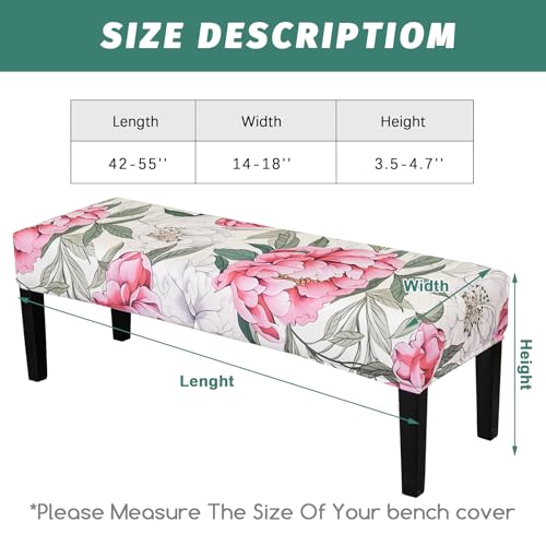 FUANGUI Floral Bench Cover,Stretch Dining Bench Cover for bedrooms, Living Rooms, Kitchens, Protector Chair Bench Piano Bench Seat Covers Stool Slipcover Removable, Washable - 04 - color: 04