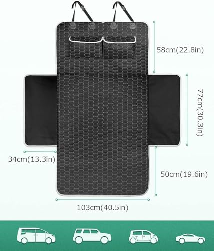 Oasser Cargo Liner for Dogs Trunk Cover, Waterproof Cargo Cover Pet Trunk Mat with Side Flaps & Bumper Protector 2 Large Pockets Nonslip Durable Soft for SUVs Sedans Vans (40.5'' x 72.8'') - size: L (40.5 x 72.8 inch)
