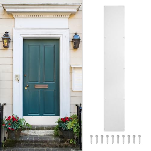 uxcell Door Kick Plate, 6 x 34 Inches Anodized Aluminum Kick Plate Door Plate, 1.5mm (1/16 Inch) Thickness, for Exterior Front Door or Back Door, Silver (Single Pack) - color: Silver, size: 6 x 34 Inch
