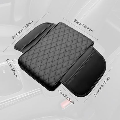 Car Center Console Armrest Pillow with 2 Storage Pockets, Memory Foam Car Armrest Cushion, Leather Car Center Console Cover for Most Vehicle (Black-Upgraded Thickened) - color: Black-Upgraded Thickened
