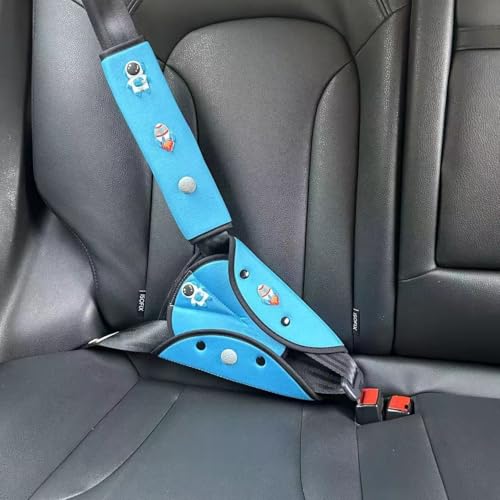 Universal Car Seat Belt Cover Pad, Soft Shoulder & Abdominal Cushion for Kids, 2-Pack Comfort Accessory for Travel(Blue) - color: Blue