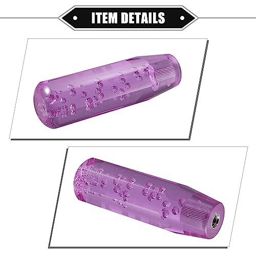 Gear Shift Knob Stick, 15cm Faux Crystal Transparent Bubble Gear Shifter Universal for Manual Transmission Vehicle Durable Acrylic Purple with Adapter