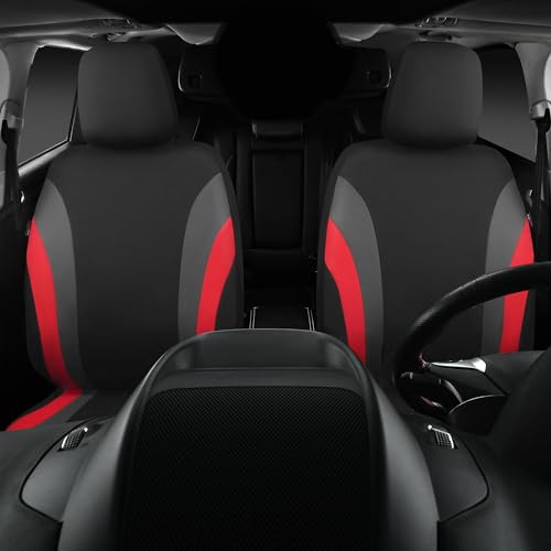 CAR PASS Line Rider Sporty Front Seat Covers,Red Car Seat Covers Two Front Seats Only, Airbag Compatible,Universal Fit Sedans,Cars,Vans,SUV,Truck(Black and Red) - color: Black and Red, size: Two Front Seat