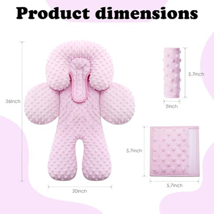 Pro Goleem Infant Car Seat Head Neck Body Support, Ultra-Soft Minky and Microfiber Car Seat Strap Pads, Perfect for Stroller, 2-in-1 Reversible, Girls, Pink - color: Pink-p