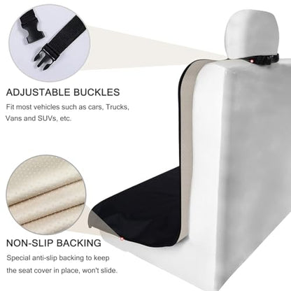 Back Seat Cover Waterpoof Rear Bench Towel Seat Cover for Gym Swimming Surfing Running, Non-Slip Rear Seat Protector Universal Fits Most Auto Truck Van and SUV (Bench Black)