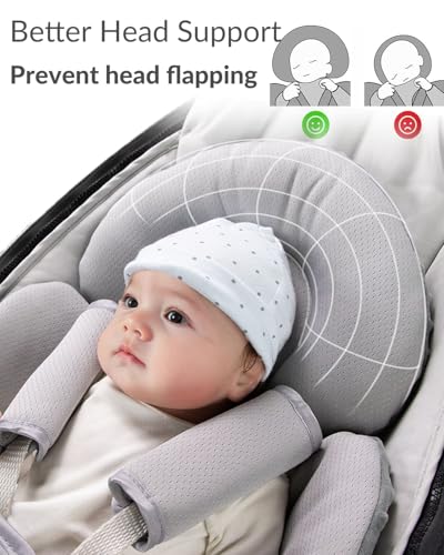 Generic Infant Insert Compatible with Mamaroo Swing & Graco Swing and Infant Car Seat, Newborn Insert Baby Head Body Support, Reversible Design, Breathable Soft Fabric, 1Pcs - Dots, Dark Gray - color: Dots, Dark Gray
