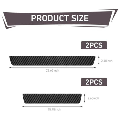 4 PCS Car Door Sill Protectors, Carbon Fiber Anti-Scratch Strip with Flat Shovel, Waterproof Door Threshold Protective Trim, Universal Self-Adhesive Exterior Accessory for Cars (Black)