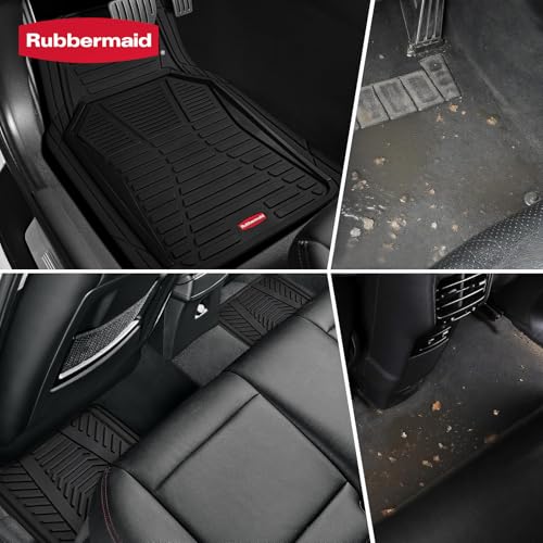 Rubbermaid Car Mat Full Set All-Weather Heavy-Duty 4 Pieces– Trim-to-Fit Universal Car Mats Full Set – Waterproof Rubber Floor Liners for Most Trucks, SUVs, Vans, and Sedans-Black - color: Black