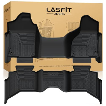 LASFIT Floor Mats for Ram 1500 2013-2018 & 1500 Classic 2019-2024 Quad Cab Bench Seat(Not for Bucket Seat/Crew Cab/New Body), All Weather TPE Custom Fit Car Mats Floor Liners 1st & 2nd Row, Black - style: 2) 1500 | 2013-2018 |Quad Cab Floor Mats