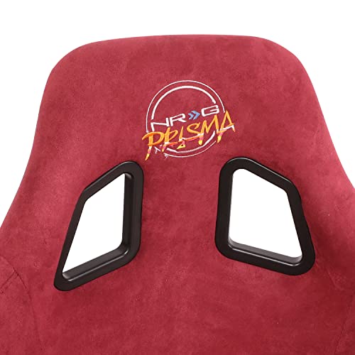 NRG Innovations NRG-FRP-302MAR-PRISMA Universal Fixed Back Bucket Racing Seat for 5-Point Harnesses, Size L, Maroon Alcantara Material, 24" W X 35" H X 18" D - color: Maroon