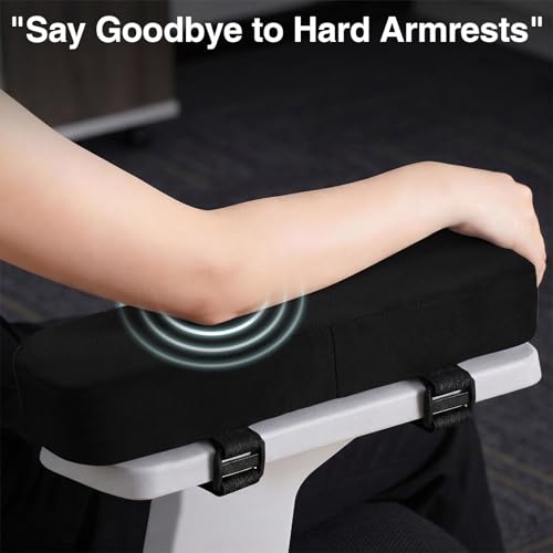 Smiry Ergonomic Office Chair Armrest Pads, Memory Foam Arm Rest Covers, Non-Slip Armrest Cushion with Adjustable Buckles and Straps, Elbow Relief for Desk, Gaming & Wheelchair (Black, Set of 2) - color: Black