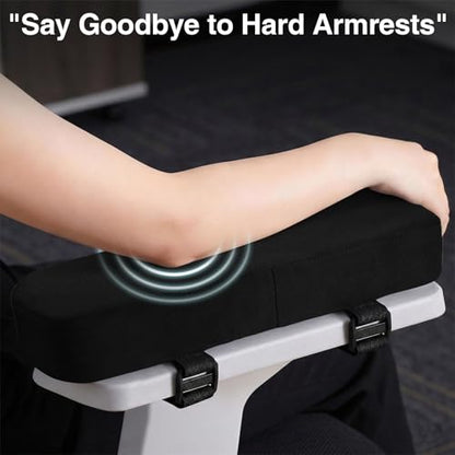 Smiry Ergonomic Office Chair Armrest Pads, Memory Foam Arm Rest Covers, Non-Slip Armrest Cushion with Adjustable Buckles and Straps, Elbow Relief for Desk, Gaming & Wheelchair (Black, Set of 2) - color: Black