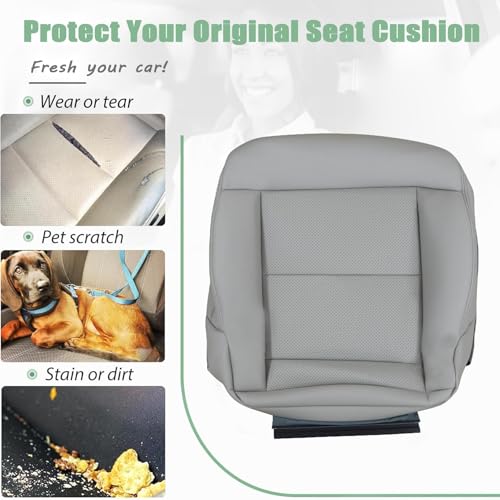 Priprilod Driver Side Bottom Replacement Microfiber Leather Seat Cover Gray Compatible with Mercedes Benz E350 E550 2010 2011 2012 2013 2014
