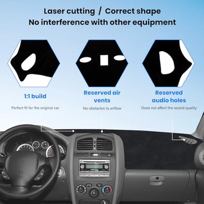 Dash Cover Mat Compatible with Hyundai Santa Fe 2001-2006 Car Interior Dashboard Cover Mat Nonslip Dashmat Sunshade Glare UV Rays Protector Accessories Custom Fit - size: Compatible with Santa Fe 2001-2006