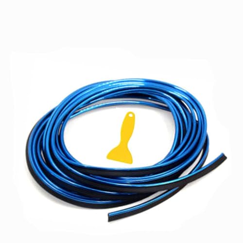 Car Interior Decorative Molding Door Panel Dashboard Gap Trim Strip 10ft (Chrome Blue) - color: Chrome Blue