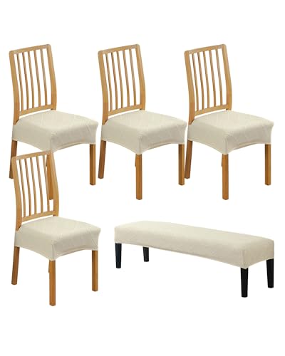 CRFATOP Jacquard Dining Room Chairs Seat Covers Set of 4 with Soft Bench Chair Cover Stretch Kitchen Chair Slipcover Washable Seat Cushion Slipcover Protector for Hotel Ceremony Banquet Wedding,B05 - color: Jacquard B05