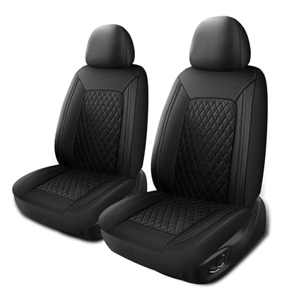 HChengkikz Car Seat Cover, Breathable and Waterproof Leather Seat Covers, Luxury PU Universal Fit Automotive Airbag Compatible for Cars Sedans SUV and Trucks (2 Pieces, Front Seat, Black) - color: N1 Black, size: Front Seat