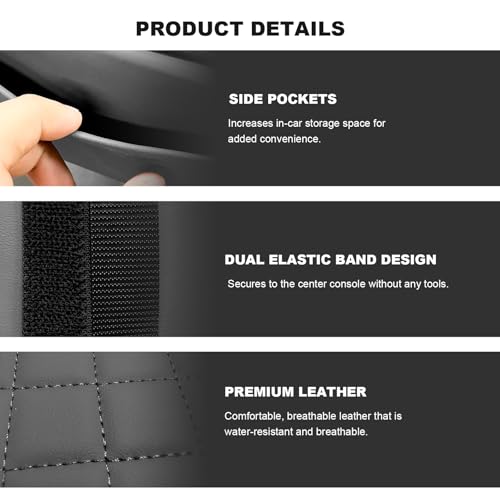 Car Center Console Cover, 13 × 7.1 × 3.0 Inch Leather Auto Armrest Cover with Pockets & Tissue Box, Waterproof Comfortable Center Console Cushion Pad for Cars Trucks SUVs (Gray) - color: Gray