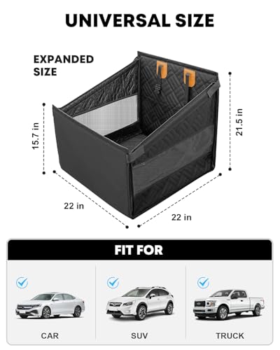 Kohree Dog Car Seat Cover for Small Dogs, Hard Bottom Dog Car Rear Seat Cover with Pipe Waterproof 600D, Pet Hammock Extender for Cars SUV Truck-S - size: S: Single Seat