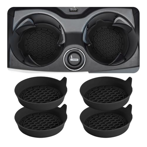 Zpana 4PCS Car Cup Holder Coasters, Silicone Non-Slip Vehicle Cup Recessed Mats, Sift-Proof Automotive Interior Drink Insert Decor Accessories, Universal for SUV, Sedan, Truck (Black) - color: Black/Silicone