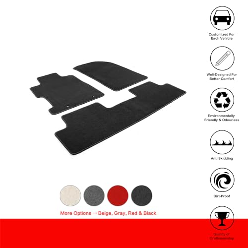 Floor Mat Compatible with 2006-2011 Honda Civic, Factory Fitment Car Front & Rear Nylon Car Floor Carpets Carpet Liner by IKON MOTORSPORTS, 2007 2008 2009 2010