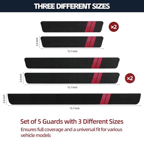 Universal 5PCS Door Sill Protector, Car Door Threshold Protection, Car/SUV Universal Rubber Scratch Resistant Exterior Accessories, Dodge Charger Challenger Durango Accessories(Red)