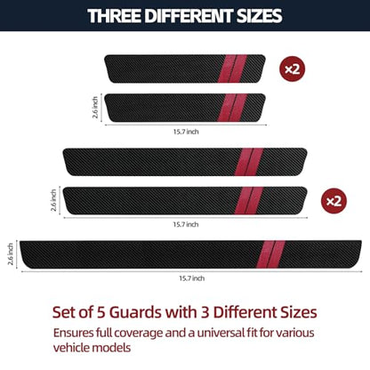 Universal 5PCS Door Sill Protector, Car Door Threshold Protection, Car/SUV Universal Rubber Scratch Resistant Exterior Accessories, Dodge Charger Challenger Durango Accessories(Red)