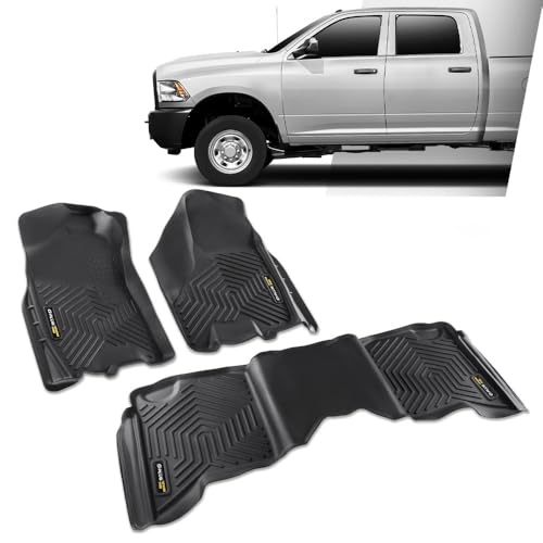 G-PLUS Cargo Liners Compatible with 2009-2018 Dodge Ram Crew Cab(Not Fit Quad Cab & Tradesman) All Weather Full Cover Protection 1st & 2nd Row 3PCS TPE Car Floor Liners Accessories - size: Fit Dodge Ram 09-18 | Crew Cab | 3PCS