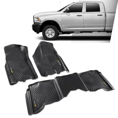 G-PLUS Cargo Liners Compatible with 2009-2018 Dodge Ram Crew Cab(Not Fit Quad Cab & Tradesman) All Weather Full Cover Protection 1st & 2nd Row 3PCS TPE Car Floor Liners Accessories - size: Fit Dodge Ram 09-18 | Crew Cab | 3PCS