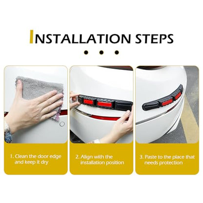 2 PCS Car Bumper Guard Strip, Anti-Collision Foldable Bumper Protector Trim with Strong Reflective Patch, 9.6" x 0.45" Car Door Edge Guards, Universal Car Night Safe Drive Accessories (Yellow)