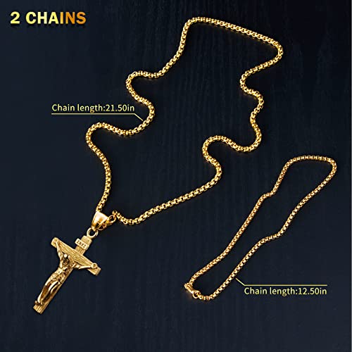 Cross Pendant for Car Rearview Mirror Charm Jesus Cross Necklace Jewelry Men Auto Interior Car Decor Crucifix Christian Religious Gift (Bronze)